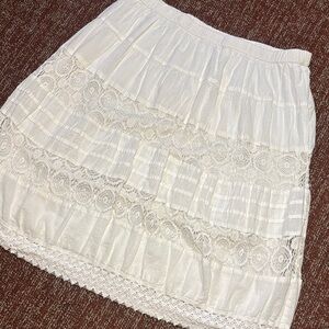 100% cotton white lace layered delicate feminine a line dainty knee length skirt